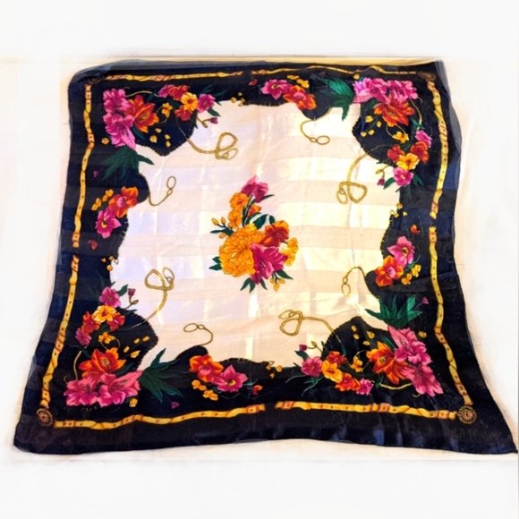*Silky Sophisticated Floral Fashion Scarf, Square 38"x38" - Picture 1 of 11